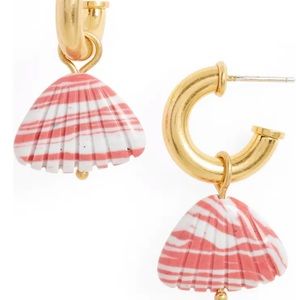 Madewell Stone Shell Charm Mini Hoop Earrings